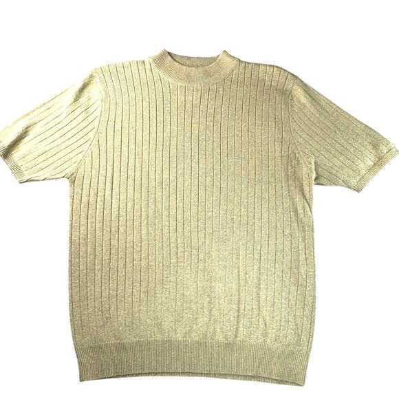 Vintage Sag Harbor Gold Metallic thread Sweater Shirt Women’s Size Large 80s - Picture 1 of 5